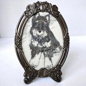 Miniature Schnauzer Artist Signed Charcoal & Pencil Framed Original Art Drawing